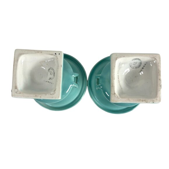 Trenton Potteries TAC Mini Vase Urn Planter 6" Turquoise Blue Porcelain Lot Of 2 - Picture 5 of 7